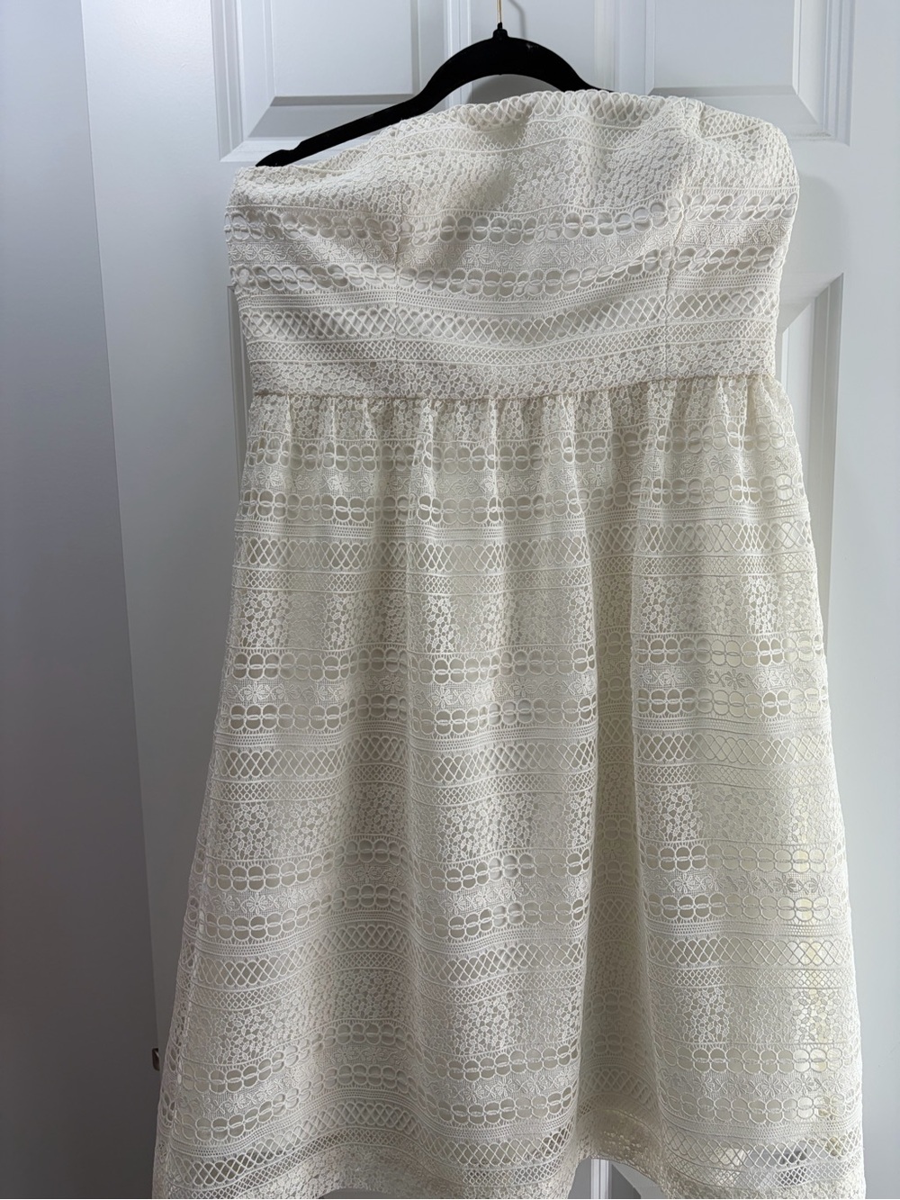 J. Crew Cream Whimsical Lace Strapless Party Dress
